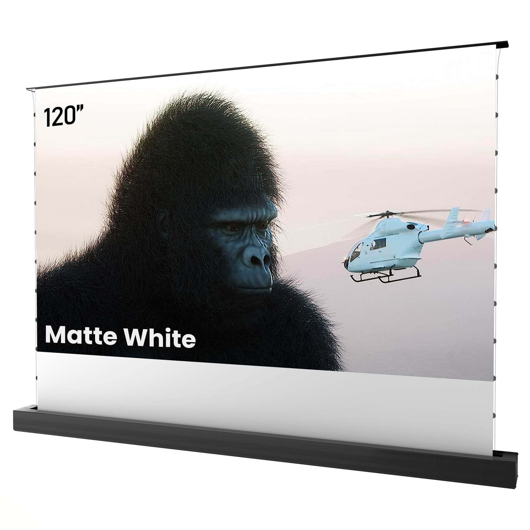 100〜120インチ AWOL Vision マットホワイト電動床置きスクリーン