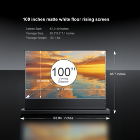 100〜120インチ AWOL Vision マットホワイト電動床置きスクリーン